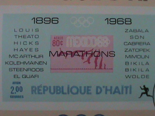 ​HAITI-PROMOTE-MEXICO'68 MARATHONS  CTO IMPERF S/S-VF-EST.$8- HARD TO FIND