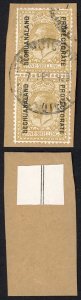 Bechuanaland SG98 KGV 1/- Bistre-brown Wmk Block Cypher Pair Used