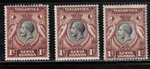 KENYA, UGANDA & TANGANYIKA Scott # 46 MH x 3 - KGV