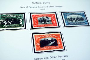 COLOR PRINTED CANAL ZONE 1904-1978 STAMP ALBUM PAGES (21 illustrated pages)