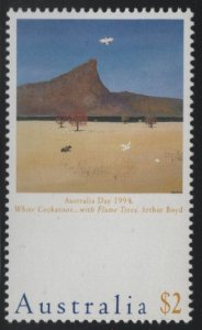 Australia 1994 MNH Sc 1360 $2 White Cockatoos with Flame Trees by Boyd