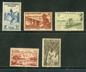 FRENCH WEST AFRICA 36-40 MNH SCV $2.40 BIN $1.25 CULTURE