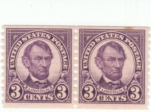 Scott # 600 - 3c Violet - perf 10 vertically - MNH pair - SCV $26.00