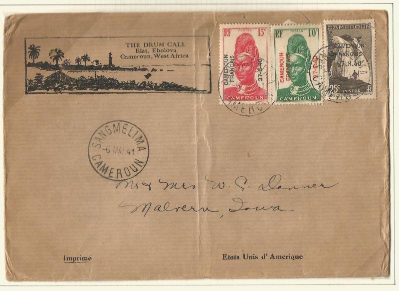 CAMEROON FRENCH 1941  COVER SANGMELIMA TO USA 