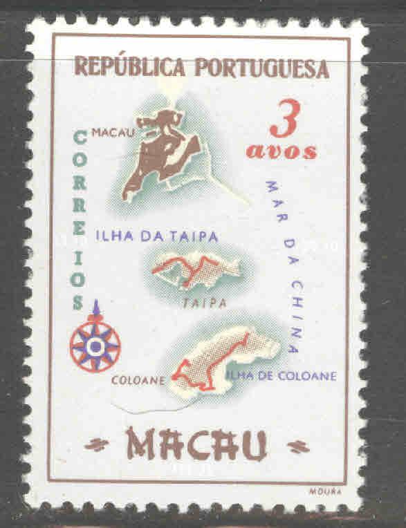 Macau Macao Scott 384 MNH** Map of Macau 1956