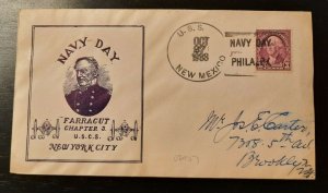 1938 Navy Day Illustrated Cachet USS New Mexico Philadelphia PA Brooklyn NY