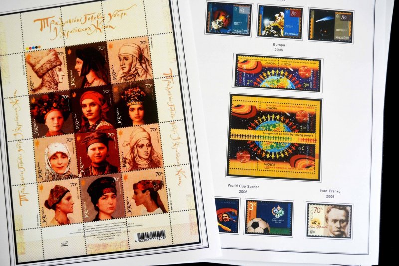 COLOR PRINTED UKRAINE 1992-2010 STAMP ALBUM PAGES (143 illustrated pages)