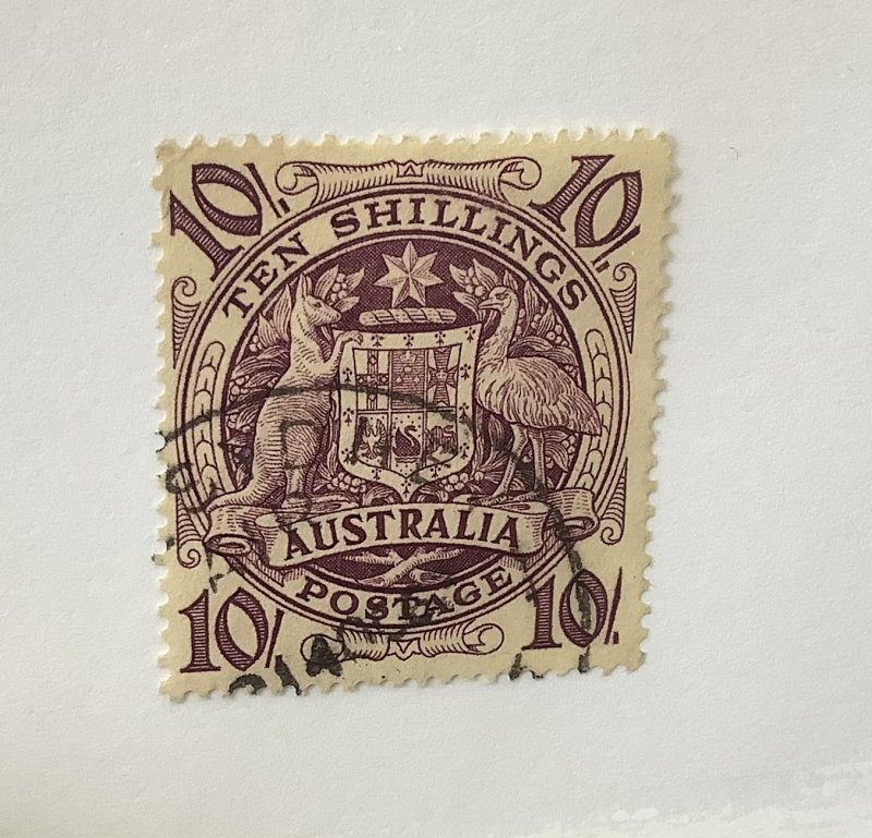 Australia 1949/50   Scott 219 used - 10sh, Arms of Australia