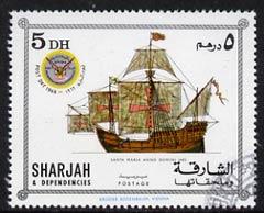 Sharjah 1969 Ships - Apollo 12 opt on 5Dh (Santa Maria) c...