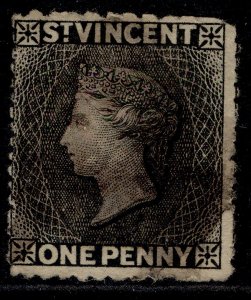 ST. VINCENT QV SG22, 1d black, USED. Cat £16.