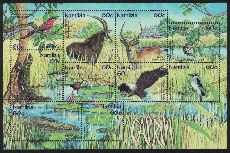 Namibia Birds Wildlife of the Caprivi Strip 10v Sheetlet SG#808-817 MI#Block 44