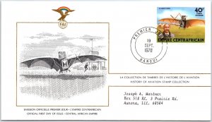 HISTORY OF AVIATION TOPICAL FIRST DAY COVER SERIES 1978 CENTRAL AFRICAN REP 40F