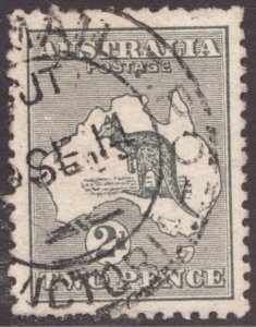 1913 Australia Sc #3 - Two Pence Roo Kangaroo Map - used stamp Cv$10