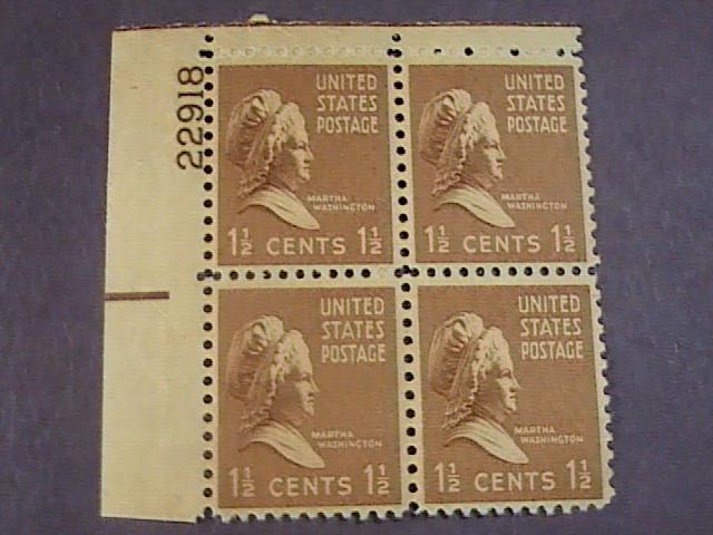 U.S.# 805-MINT/NEVER HINGED---UL- PLATE # BLOCK 4-PREXIE SERIES-1938(#B)