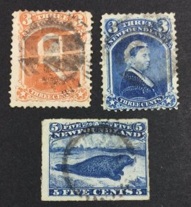 MOMEN: NEWFOUNDLAND #36-37,43 USED £131 LOT #7022