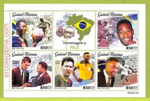 B0404 - GUINE-BISSAU - MISPERF ERROR Stamp Sheet - 2023 - MESSI Ronaldo Pele-