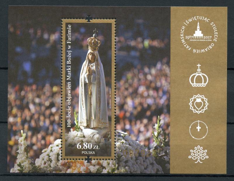 Poland 2017 MNH Fatima Apparitions 100th Anniv 1v M/S Religion Stamps