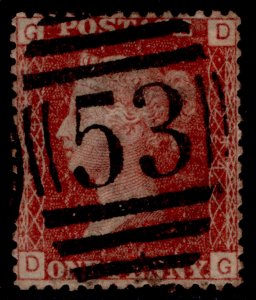 GB QV SG43, 1d rose-red PLATE 224, USED. Cat £65. DG