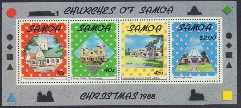 Samoa #747-750a, Complete Set(5), 1988, Religion, Never Hinged