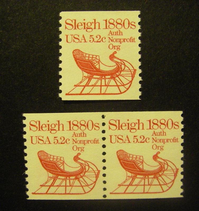 Transportation Coils, Scott 1900, Pair & single, MNH