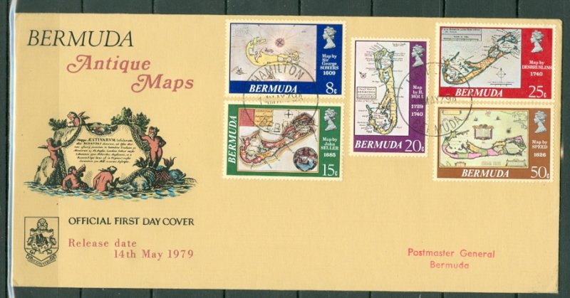 BERMUDA 1979 MAP  SET #380-84 on FDC