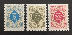 Turkey 1972 #o128-30, Numerals, MNH.