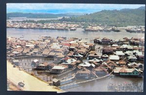 1963 Brunei Color Picture Postcard Cover To Enfield England Kampong Ayer