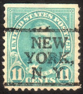 1922, US 11c, Hayes, Used, New York precancel, Sc 563