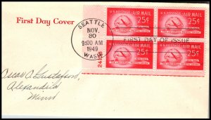 US C44 UPU Plate Block Pen FDC