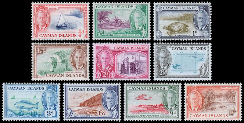 Cayman Islands Scott 122-131 (1950) Mint H F-VF, CV $25.20 M