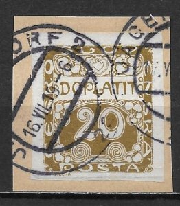 Czechoslovakia J4 20h Postage Due single Used (lib) (z3)