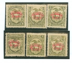 Ecuador #O34-O36/O38/O40/O41 Unused Single