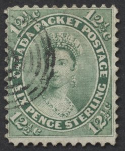 Canada #18 12 1/2c Victoria Perf 12 VG-F Used Target Cancel
