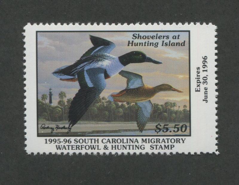 SOUTH CAROLINA #15 1995 STATE DUCK STAMP SHOVELERS/LIGHTHOUSE by Rodney Huckaby