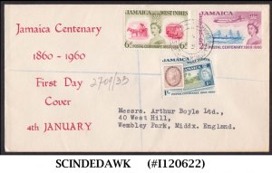 JAMAICA - 1960 POSTAL CENTENARY 3V FIRST DAY COVER