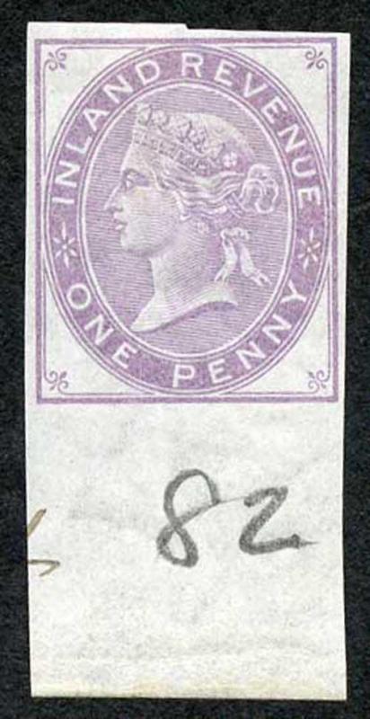 1d Lilac Postal Fiscal SGF20-22 Imprimatur Plate 82