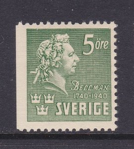 Sweden Scott 321a,1940 5 ore Bellman perf on 3 Sides, VF MNH. Scott $20