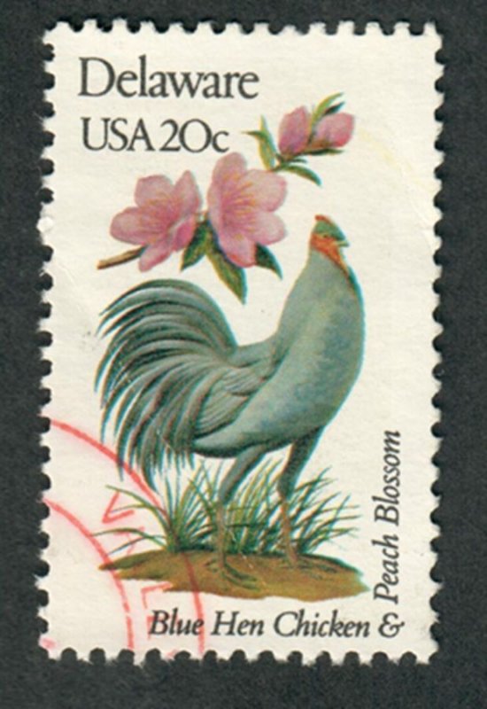 1960A Delwware Birds and Flowers used single - bullseye perf 11.25 x 11