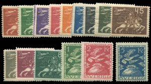 Sweden #213-227 Cat$771.50, 1924 UPU, set of fifteen, hinge remnant, few natu...