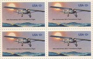 US 1710 Solo Transaltantic Flight 13c block (4 stamps) MNH 1977