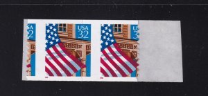 1996 Flag Over Porch Sc 2915A coil 32c MNH EFO dramatic mis-perf