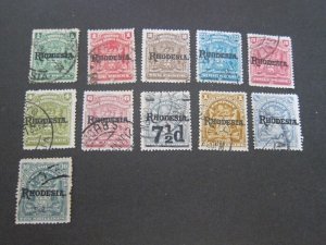 Rhodesia1909 Sc 82-7,89,90,92,94,98 FU