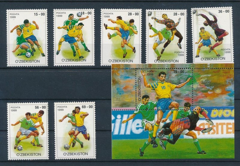 [110944] Uzbekistan 1999 Sport football soccer With souvenir sheet MNH