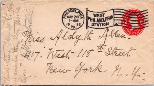 1912 - 2c Embossed Stamp -  Flag Cancel Phildelphia PA - J1688