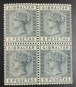 MOMEN: GIBRALTAR SG #33 1889 BLOCK MINT OG 3NH/1H £170++ LOT #64350