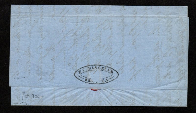 $US Sc#24 rare smuggled letter Smyrna via Trieste Boston drop 1859