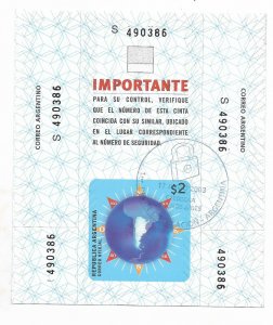 ARGENTINA 2003 STAMP FOR BULK MAIL FOR POSTAL BRANCHES SELF ADHESIVE CANCELLED