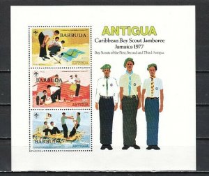 Barbuda, Scott cat. 296a. Caribbean Scout Jamboree s/sheet. ^