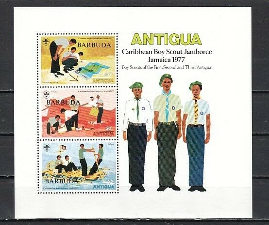 Barbuda, Scott cat. 296a. Caribbean Scout Jamboree s/sheet. ^