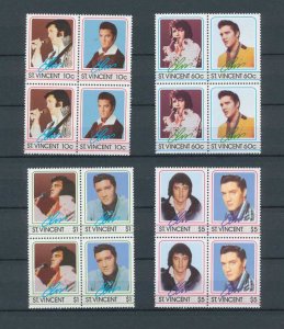 St Vincent Elvis Pop Blocks MNH To $5 (16 Stamps) PK381